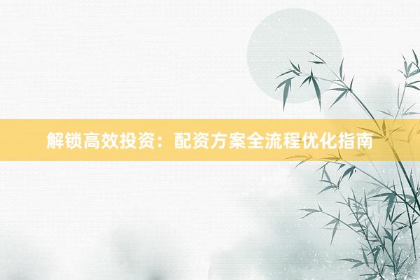 解锁高效投资：配资方案全流程优化指南