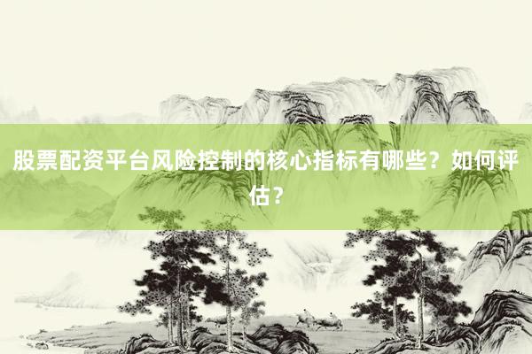 股票配资平台风险控制的核心指标有哪些？如何评估？