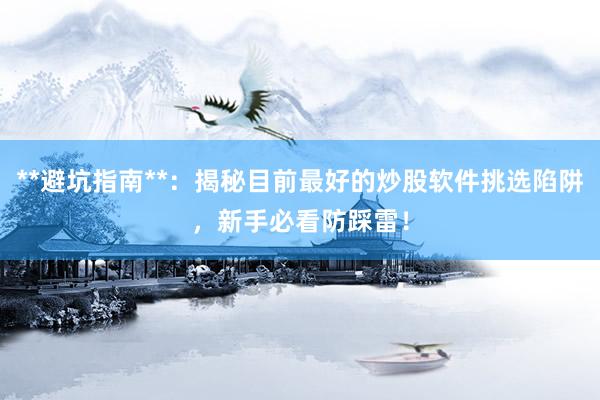 **避坑指南**：揭秘目前最好的炒股软件挑选陷阱，新手必看防踩雷！