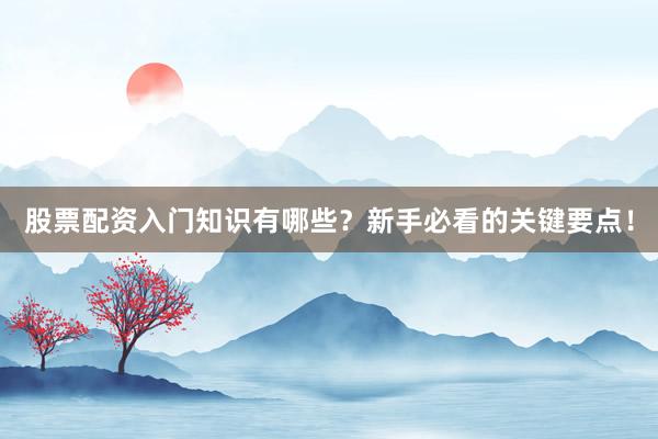 股票配资入门知识有哪些？新手必看的关键要点！