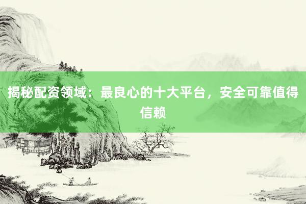 揭秘配资领域：最良心的十大平台，安全可靠值得信赖